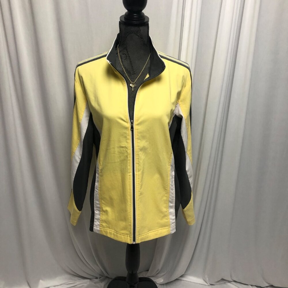 SB Active Jacket Womens Size XL Yellow White Gray Zippered Activewear Track